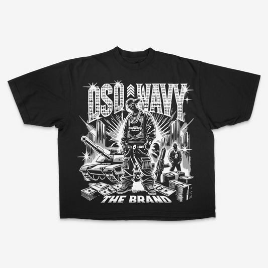 "Wavy Navy" drop shoulder oversized  tee